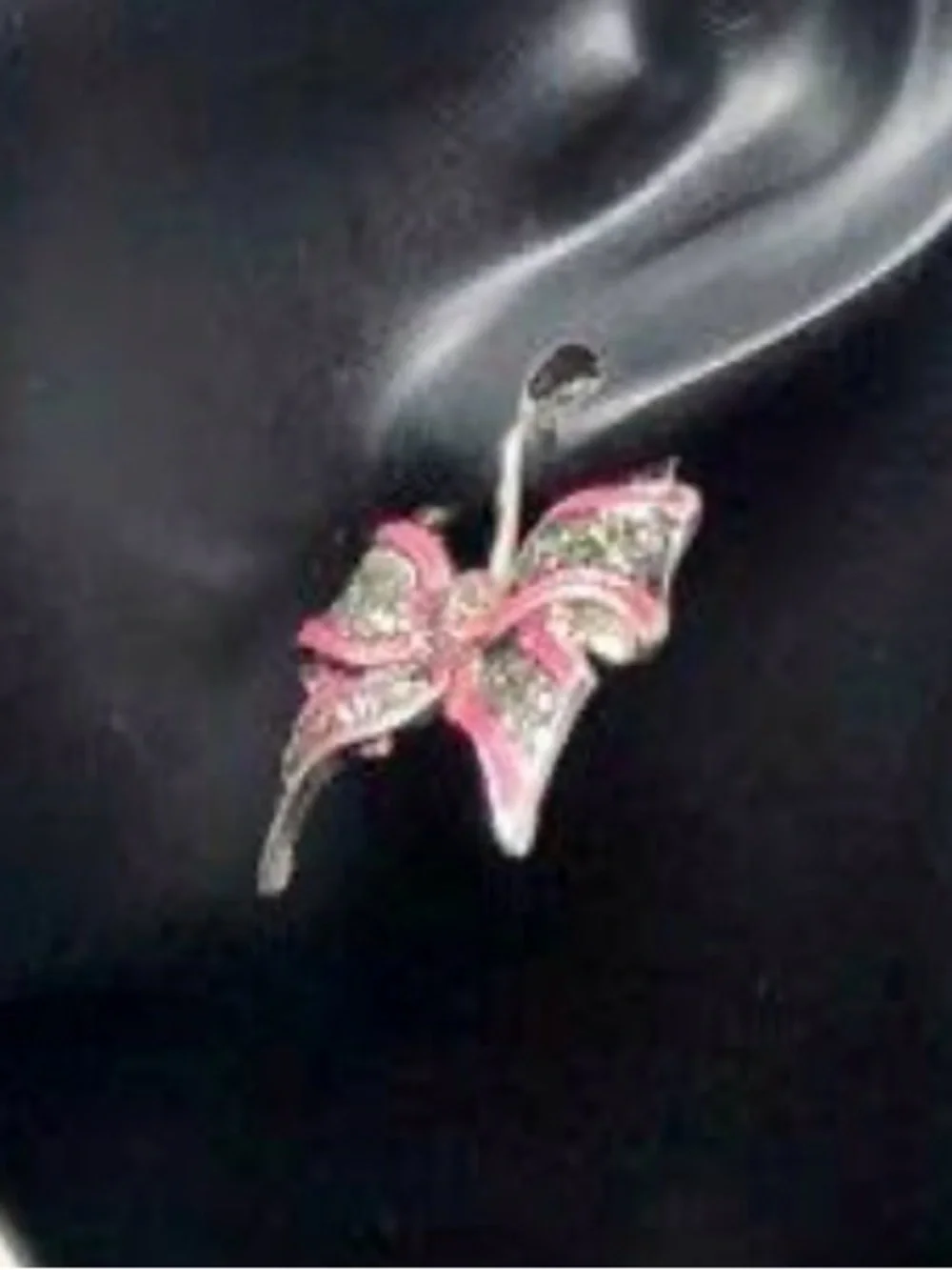 🎀Betsey Johnson RETIRED NWT Sparkly Pink & Hematite Dangle Bow Earrings 🎀